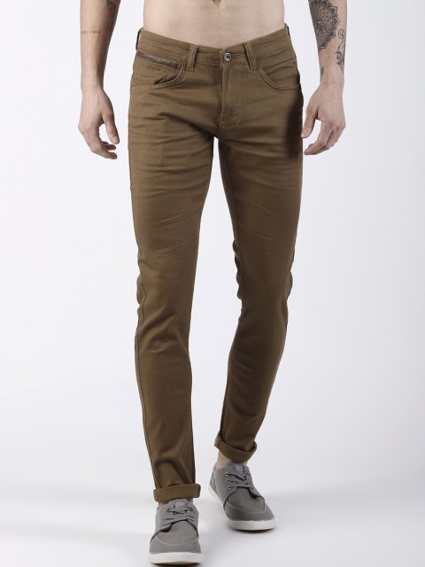 

Rex Straut Jeans Men Khaki Brown Regular Fit Mid-Rise Clean Look Jeans