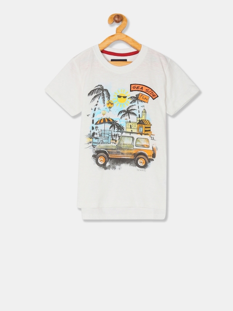 

Cherokee Boys White Printed Round Neck T-shirt