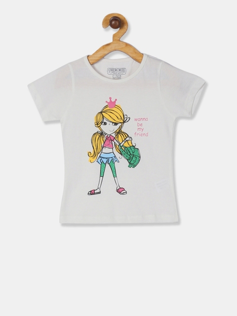 

Cherokee Girls White Printed Round Neck T-shirt