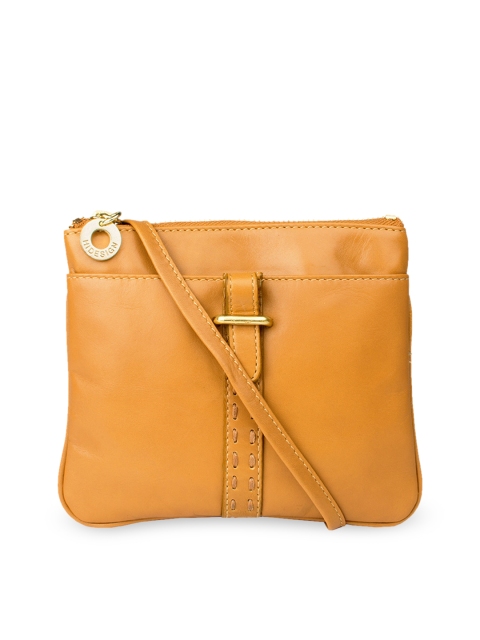 Hidesign Tan Brown Leather Solid Sling Bag