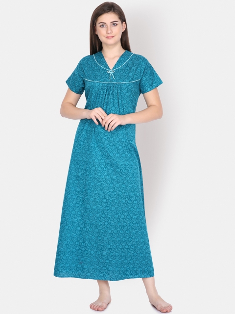 

Klamotten Teal Green Printed Nightdress