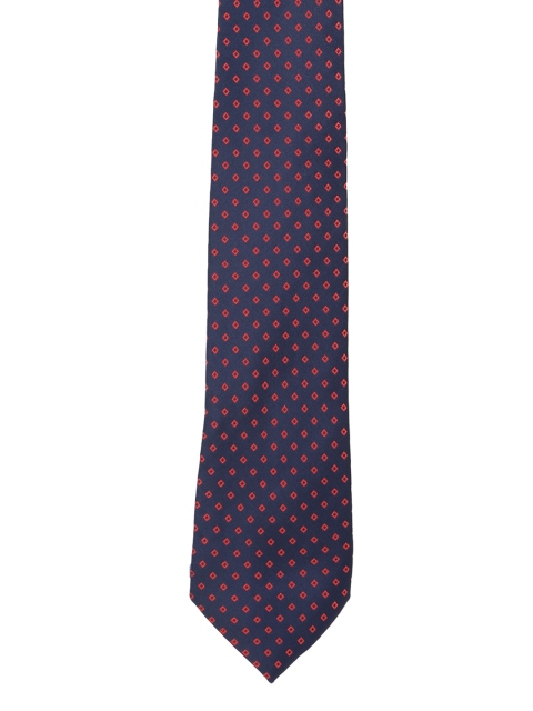 

Peter England Men Navy Blue & Red Woven Design Broad Tie