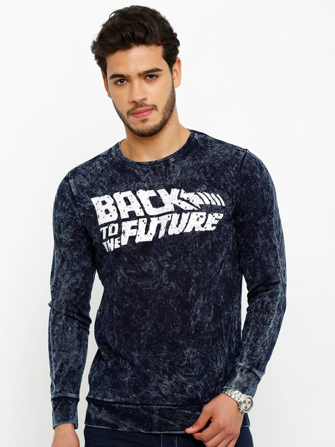 

Rex Straut Jeans Men Navy Blue Back To The Future Printed Sweatshirt