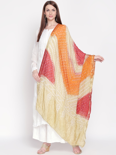 Dupatta Bazaar Beige & Orange Dyed Dupatta