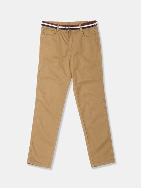 

Cherokee Boys Khaki Brown Regular Fit Solid Regular Trousers