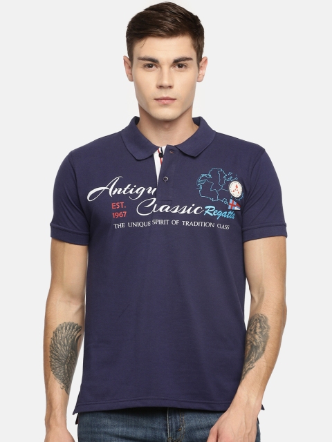 

ACTIMAXX Men Navy Blue Printed Slim Fit Polo Collar T-shirt