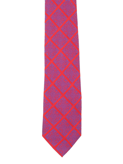 

Peter England Men Red & Blue Woven Design Broad Tie