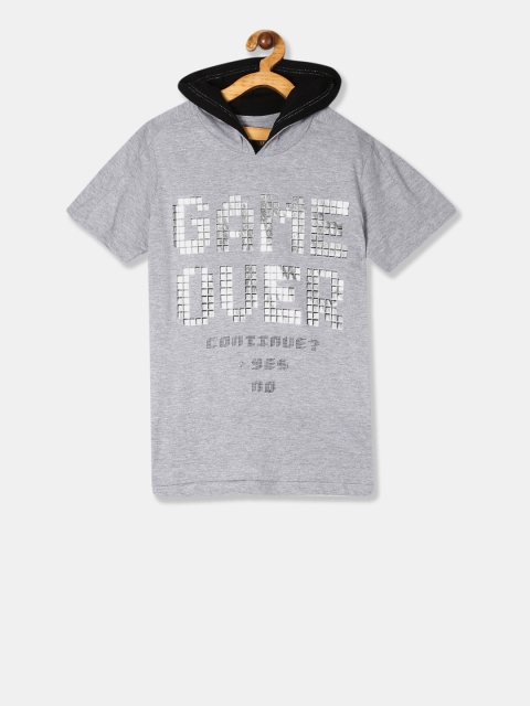 

Cherokee Boys Grey Foil Printed Hood T-shirt