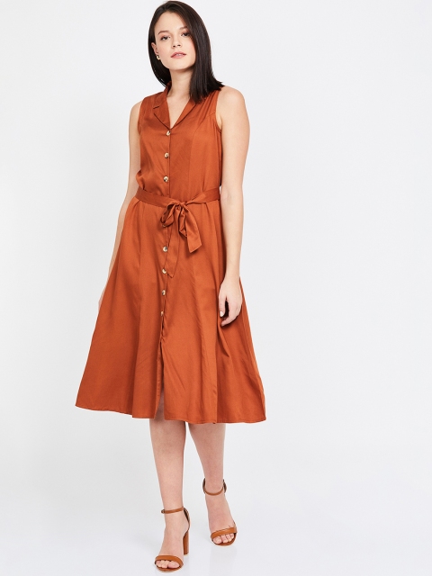 

CODE by Lifestyle Women Tan Brown Solid Shirt Dress
