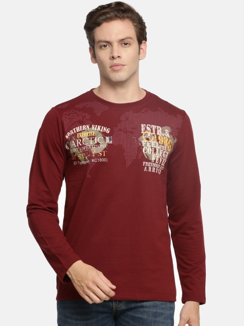 

ACTIMAXX Men Maroon Printed Round Neck T-shirt