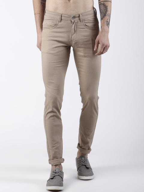 

Rex Straut Jeans Men Khaki Brown Slim Fit Mid-Rise Clean Look Jeans