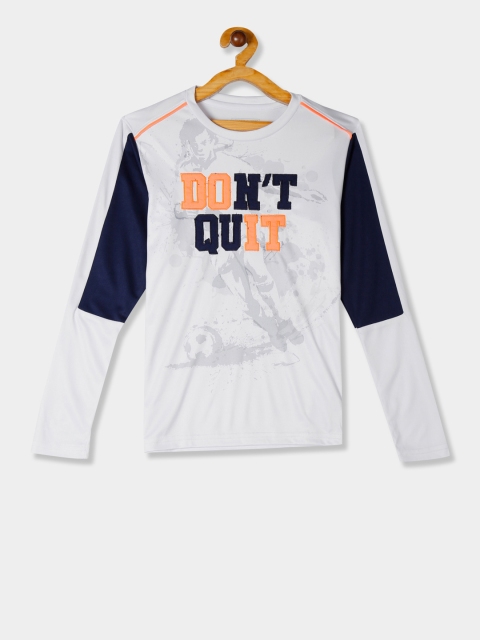 

Cherokee Boys Grey & Navy Blue Printed Round Neck T-shirt
