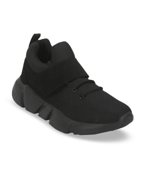 

Truffle Collection Men Black Solid Textile Mid-Top Sneakers