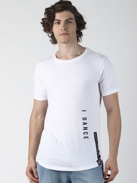 

SHELTR Men White Printed Round Neck T-shirt