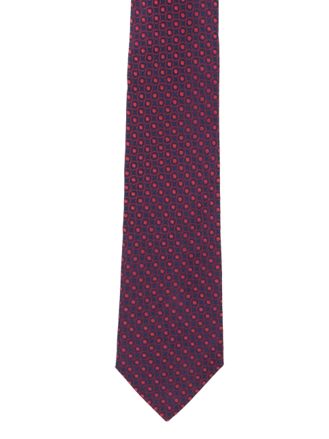 

Peter England Men Navy Blue & Red Woven Design Broad Tie