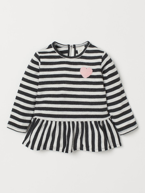 

H&M Girls Black & White Top With A Flounce