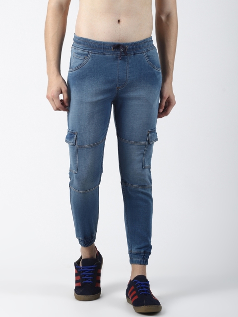 

SHELTR Men Blue Mid-Rise Clean Look Cropped Jogger Jeans