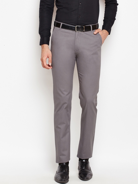 

Hancock Men Grey Slim Fit Solid Formal Trousers