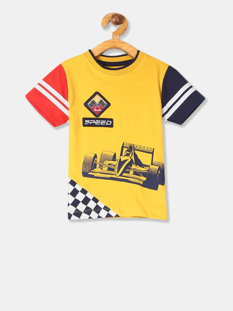 

Cherokee Boys Yellow Printed Round Neck T-shirt