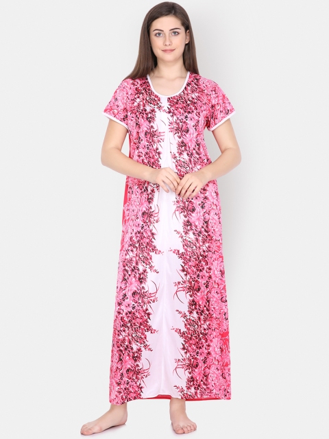 

Klamotten Red & White Printed Satin aNightdress