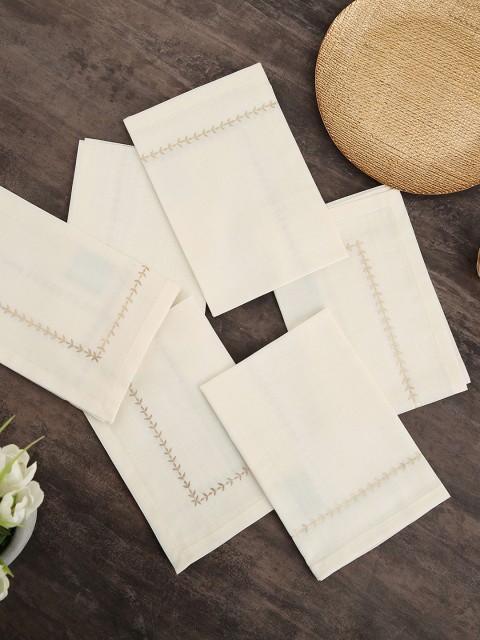 

Pure Home and Living Set of 6 Cream-Coloured Solid Table Napkins