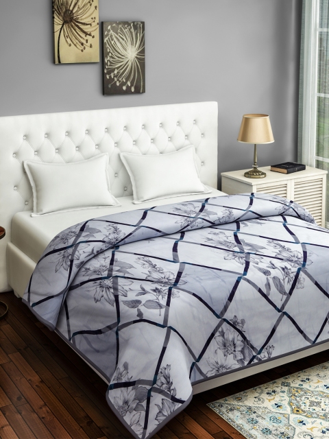 

SWAYAM Blue Floral Mild Winter 120 GSM Double Bed Dohar