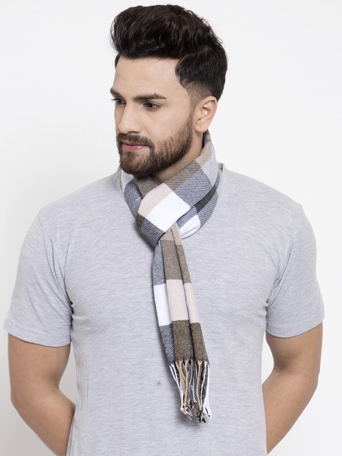 

Calvadoss Men Grey & Black Checked Muffler