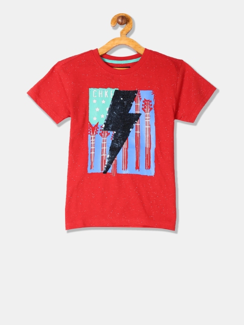 

Cherokee Boys Red Printed Round Neck T-shirt