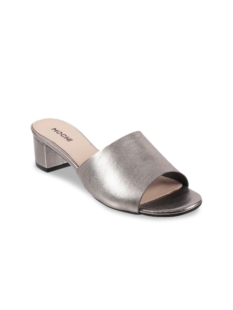 

Mochi Women Gunmetal-Toned Solid Heels, Metallic