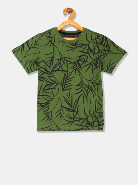 

Cherokee Boys Green & Black Printed Round Neck T-shirt