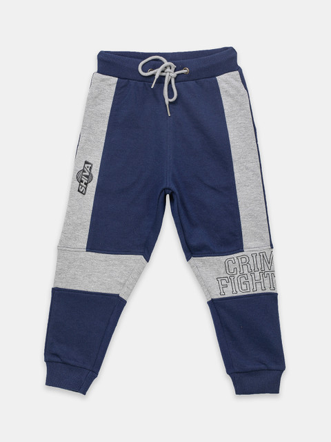 

toothless Boys Navy Blue & Grey Colourblocked Shiva Joggers