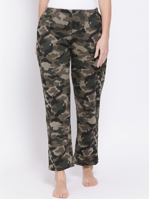 

Clovia Women Green Camouflage Printed Lounge Pants LB0147P17S