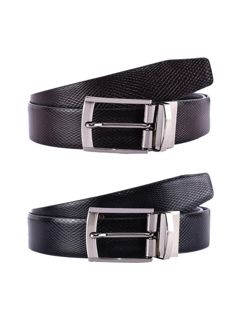 

BuckleUp Men Black & Brown Solid Leather Reversible Belt