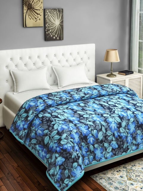 

SWAYAM Blue & Green Floral Mild Winter 120 GSM Double Bed Dohar