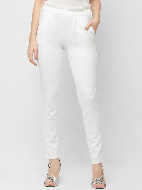 

bebe Women Off-White Regular Fit Solid Regular Trousers