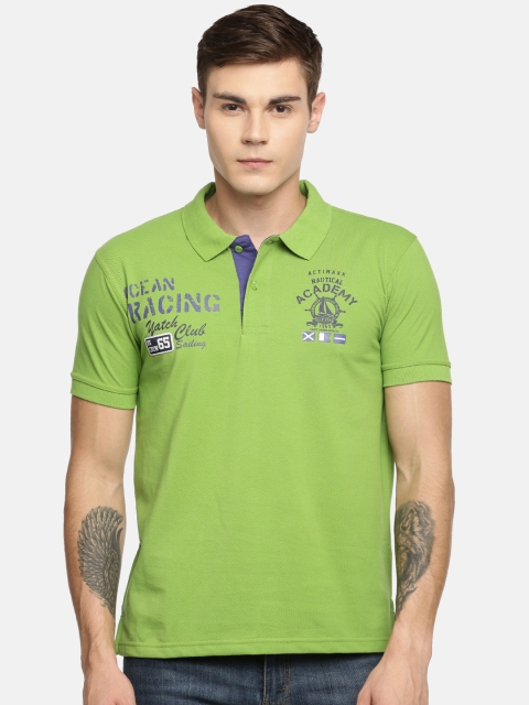 

ACTIMAXX Men Green Printed Slim Fit Polo Collar T-shirt
