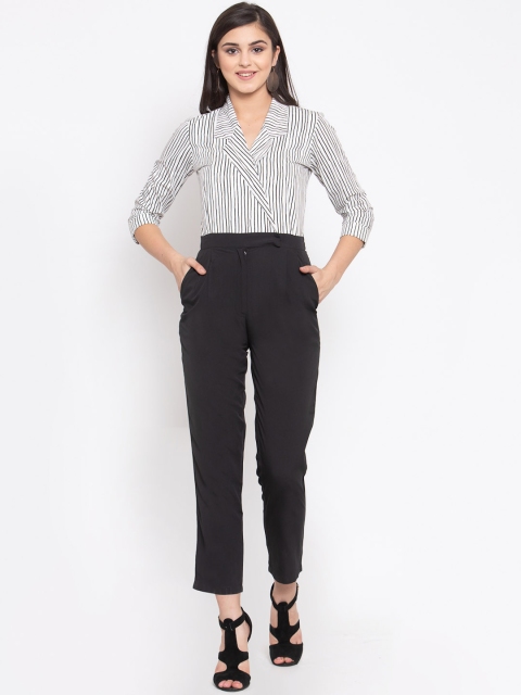 

Magnetic Designs Women Black & White Striped Shirt with Trousers