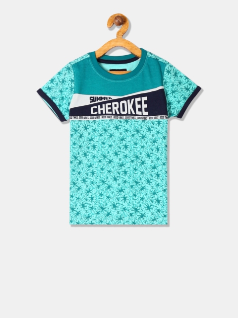 

Cherokee Boys Sea Green Printed Round Neck T-shirt