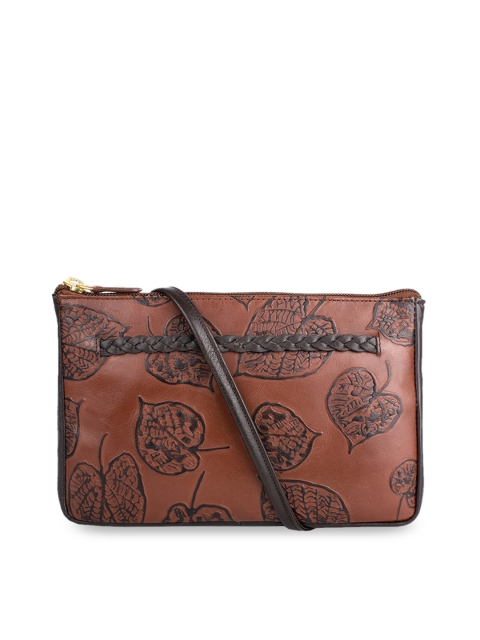 

Hidesign Brown & Black Self Design Sling Bag