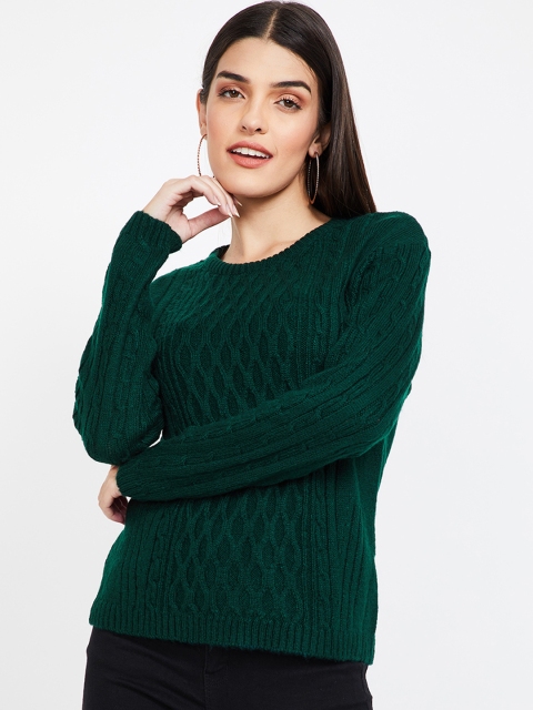 

Fame Forever by Lifestyle Women Green Self Design Pullover Sweater
