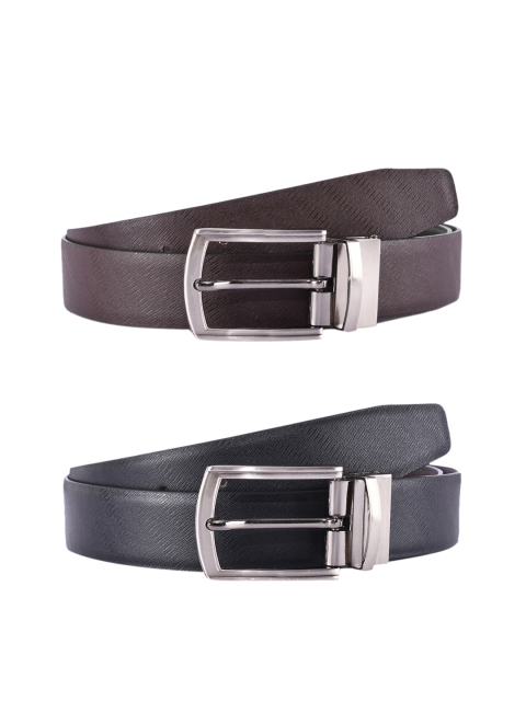 

BuckleUp Men Black & Brown Solid Leather Reversible Belt
