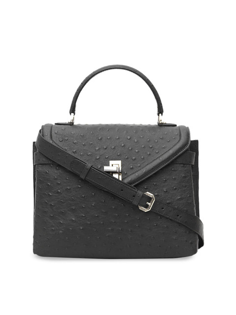 

Da Milano Black Textured Leather Handheld Bag