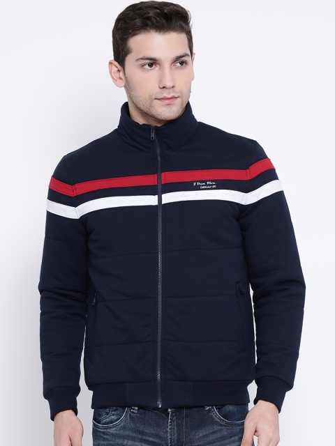 

Richlook Men Navy Blue Striped Lightweight Padded Jacket