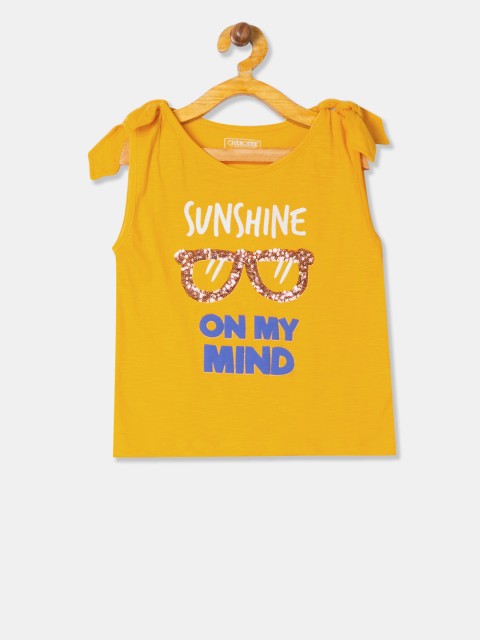 

Cherokee Girls Yellow Printed Top