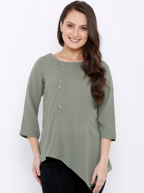 

Soie Women Green Solid Regular Top
