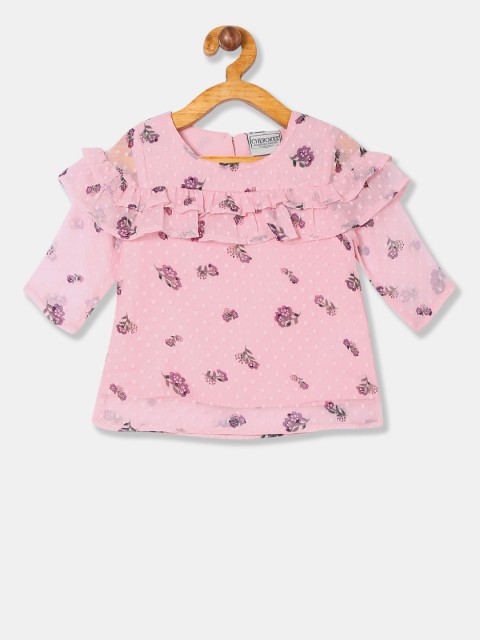 

Cherokee Girls Pink Printed Ruffle Top