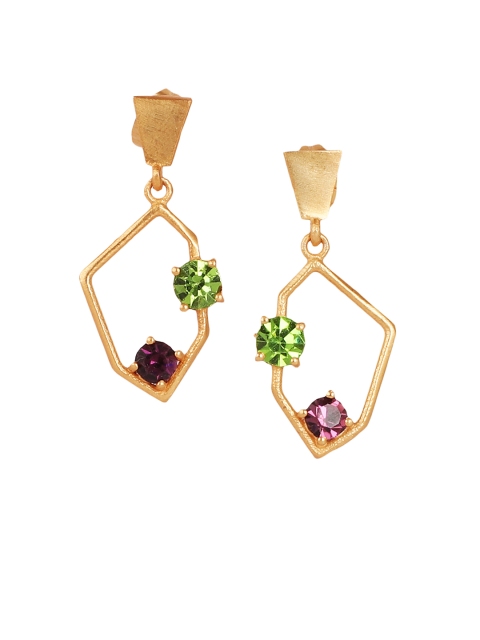 

Zariin Gold-Toned Gold Plated Handcrafted Geometric Drop Earrings