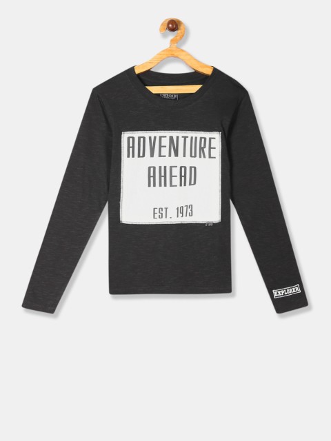 

Cherokee Boys Charcoal Grey & White Printed Round Neck T-shirt