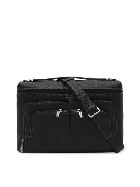 

Da Milano Unisex Black Textured Leather Laptop Bag