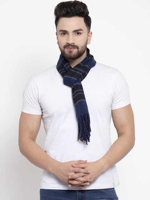 

Calvadoss Men Blue Checked Muffler